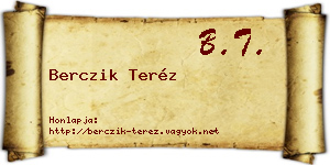 Berczik Teréz névjegykártya